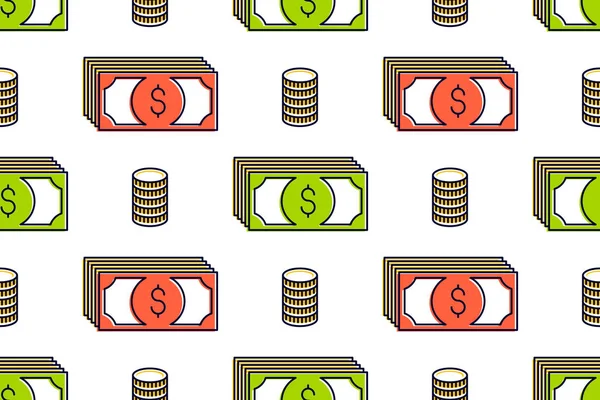 Money Cash Seamless Background Dollar Currency Money Signs Backdrop Financial — Stock Vector