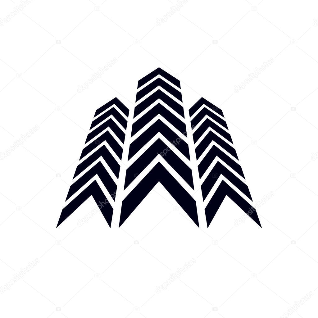 Vector boost up arrow, graphic design element. Corporate development logo isolated on  white background. Company increasing  concept.
