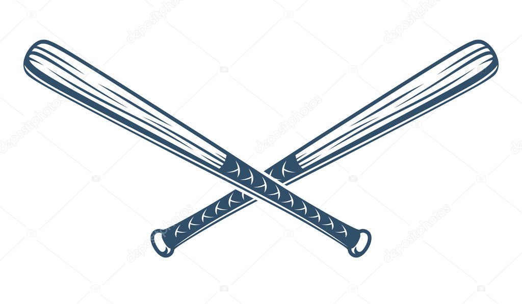 Baseball bats crossed vector logo or sign, gangster style theme.