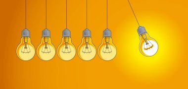 Ampul Newton beşik sarkacı fikri, vektör illüstrasyonu.