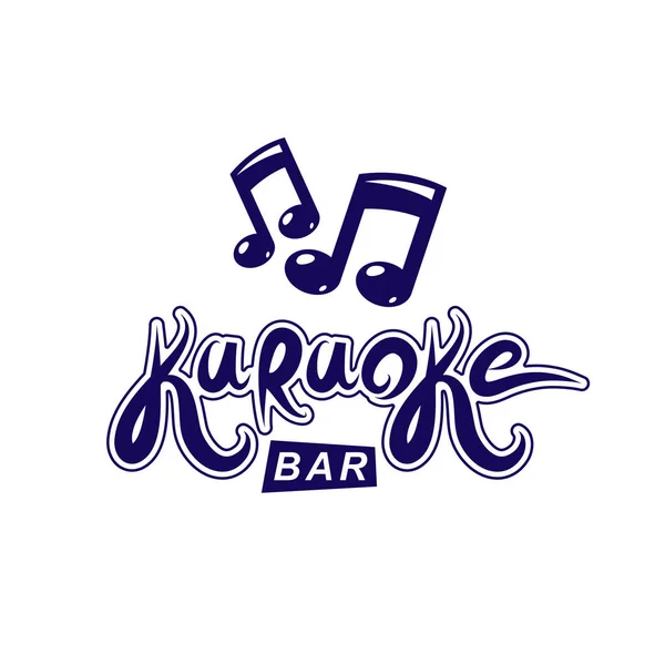 Karaoke bar escrita, emblema vetor criado usando notas musicais a — Vetor de Stock