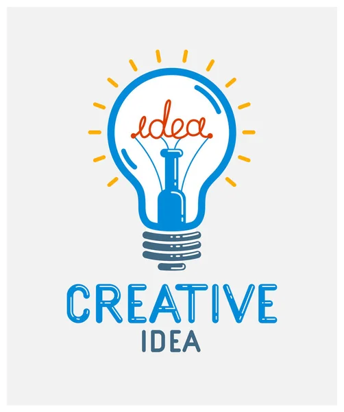 Idea creativa bombilla vector lineal logotipo o icono, creatividad , — Vector de stock
