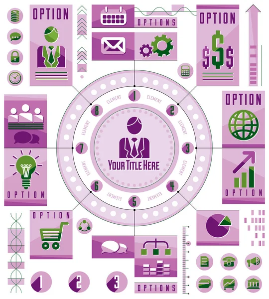 Infografik Rundkonzept mit vielen Elementen, Kreiseinteilung — Stockvektor
