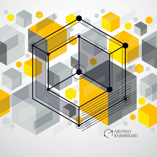 Vektor av abstrakta geometriska 3d kub mönster och gul backgrou — Stock vektor