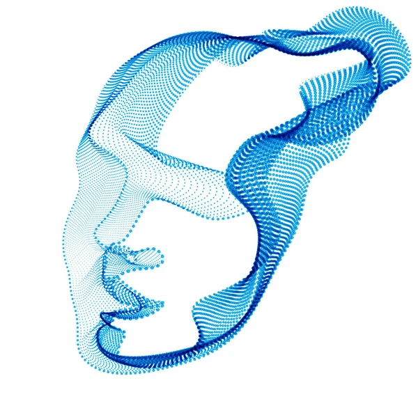 Abstracte artistieke menselijk hoofd portret gemaakt van gestippelde deeltjes een — Stockvector