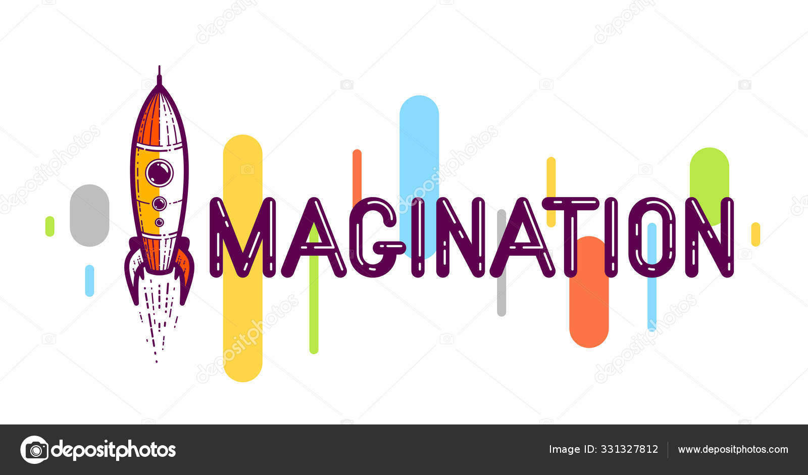 Palavra Imaginação Com Foguete Vez Letra Imaginar Conceito Fantasia Vetor  Vetor de ©Ostapius 331327812, image size:1600x940