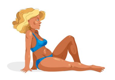 Bikinili, güzel, seksi bir kadın. Çekici, tapılası, güzel bir kız..