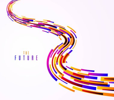 Hareket vektörü arkaplan, teknoloji veya bilim temalı soyut tasarım elementi, reklamlar için geleceksel şablon veya kapak içindeki 3D soyut dinamik çizgiler.