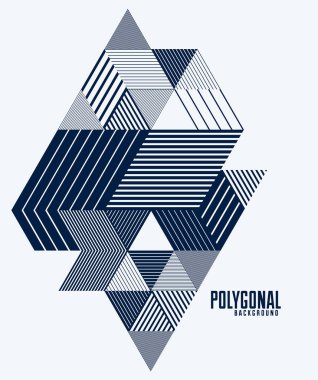 Doğrusal çizgili soyut vektör boyutu 3D arkaplan izole edilmiş retro stil grafik elemanı küp ve üçgenlerle. Poster ya da afiş, kapak ya da reklam için şablon.