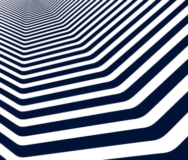 Geometrik arkaplan, minimal paralel 3D çizgiler vektör soyut illüstrasyon, boyutsal tasarım havalı element, reklam afişleri ve kapaklar için funky stil düzeni.