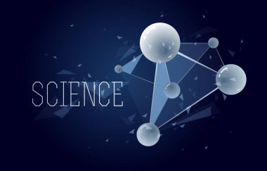 Moleküller ve atomlar vektör soyut arkaplan, bilim kimyası ve fizik temalı illüstrasyon, mikroskobik parçacıklar, mikroskobik araştırma ve teknoloji teması.