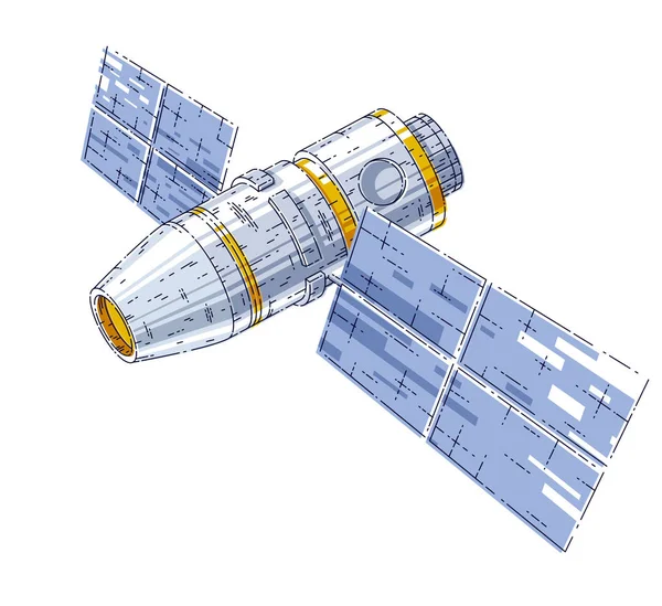 Raumstation Schwebt Der Schwerelosigkeit Freien Weltraum Raumsonde Künstlicher Satellit Wissenschaft — Stockvektor