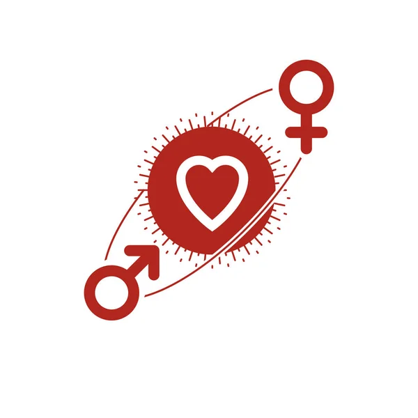 Logotipo Conceptual Pareja Del Amor Símbolo Único Del Vector Signos — Vector de stock