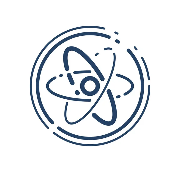 Atom Vector Eenvoudige Lineaire Icoon Wetenschap Natuurkunde Lijn Kunst Symbool — Stockvector
