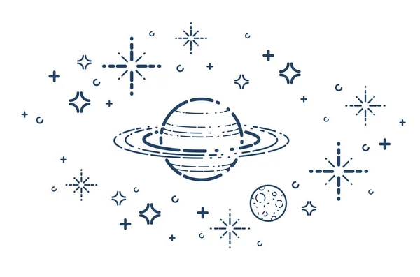 Άγνωστος Πλανήτης Γραμμικό Εικονίδιο Φορέα Δορυφόρων Σύμβολο Διαστημικής Επιστήμης Λογοτεχνίας — Διανυσματικό Αρχείο