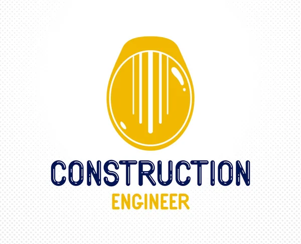 黄色の安全ヘルメット スタイリッシュな産業および建設グラフィックデザイン要素を持つエンジニアのロゴやアイコン — ストックベクタ