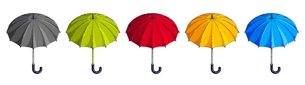 Parapluies Différentes Couleurs Ensemble Illustrations Vectorielles — Image vectorielle