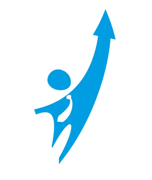 Exitoso Hombre Negocios Simple Icono Logotipo Con Flecha Lugar Diseño — Vector de stock