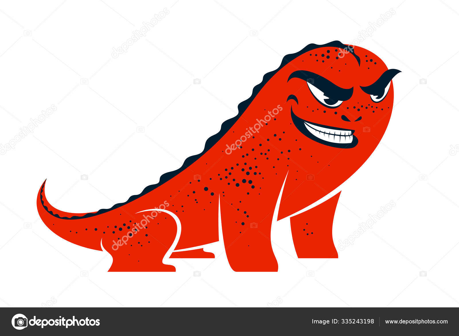 Monstro engraçado dos desenhos animados com raivoso sorrindo rosto