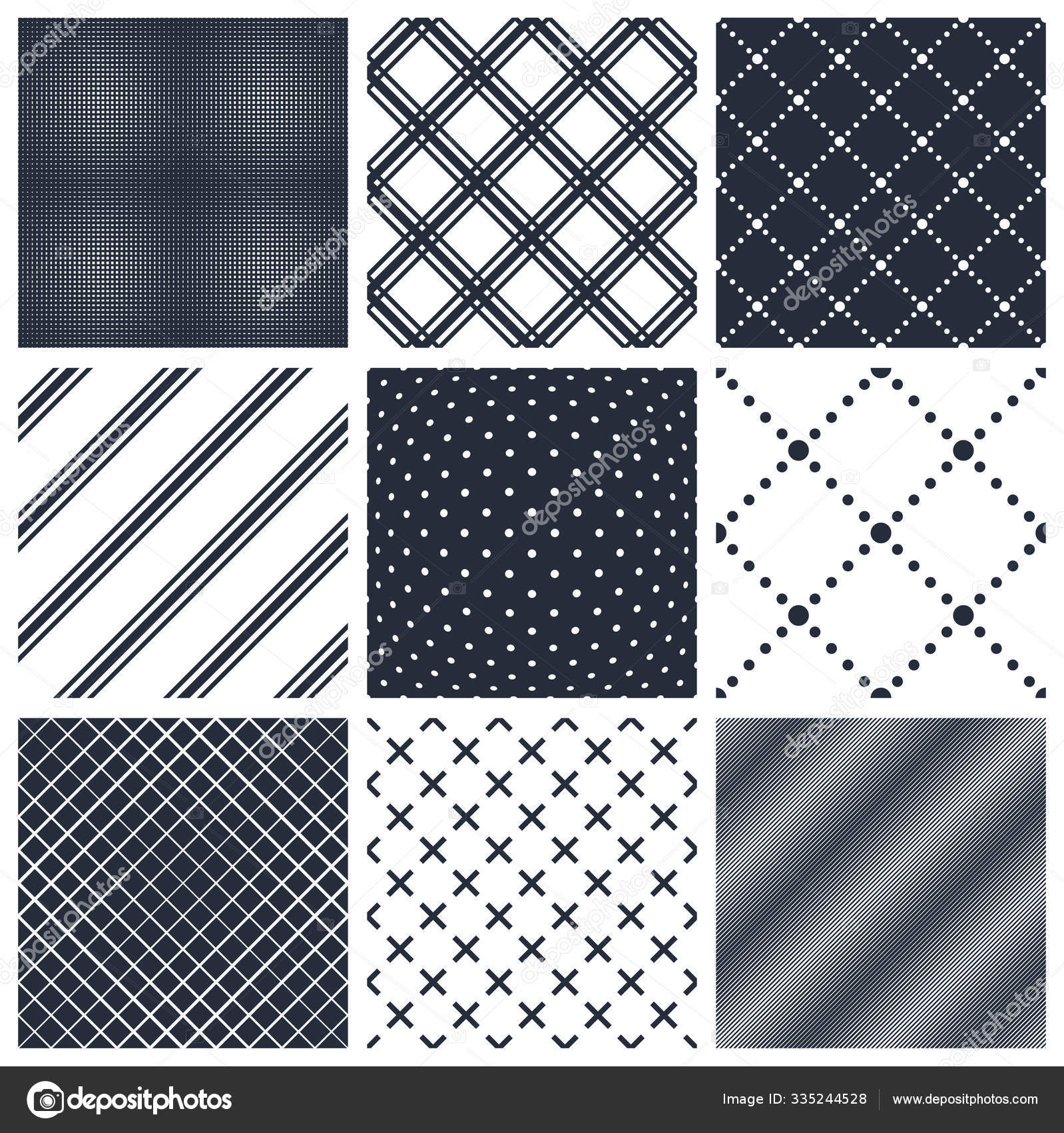 Seamless Geometric Patterns: A Collection of 9 Repeating Designs