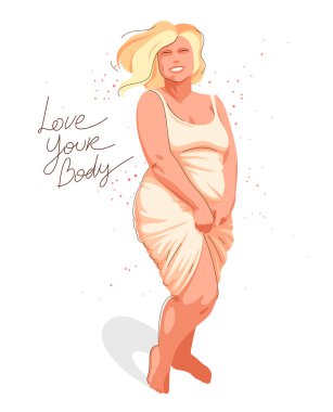 Çekici ve seksi, beyaz, vektör il 'de izole edilmiş iri yarı kadın.