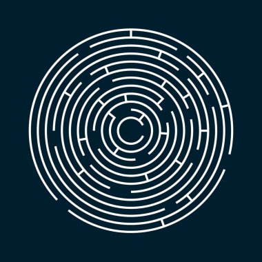 Radyal labirent vektör tasarımı, oynanacak çocuk oyunu, bulunacak