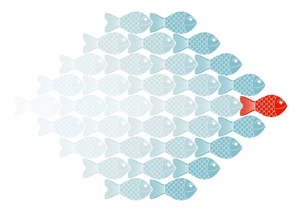 Business team leader concetto vettoriale mostrato con i pesci dei cartoni animati un — Vettoriale Stock