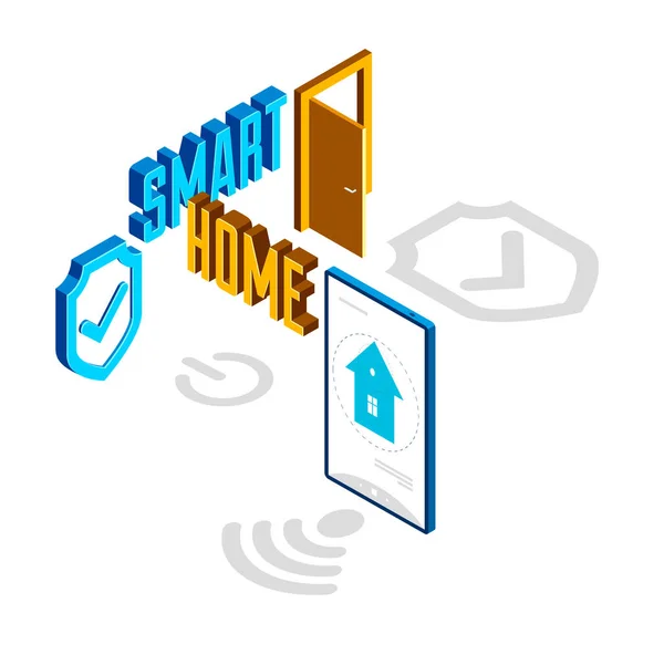 Smart Home iot Konzept Elektronik moderner Hausvektor isometrisch — Stockvektor
