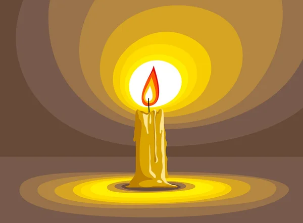 Brennende Kerze erhellt die dunkle symbolische Vektorillustration — Stockvektor
