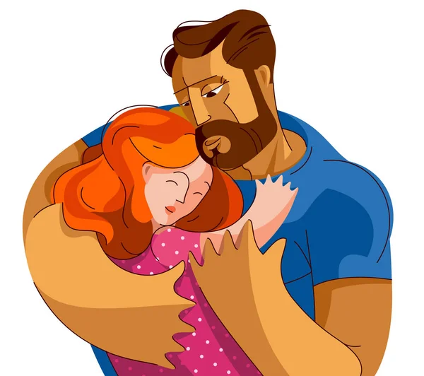 Padre abrazando a su hija pequeña con amor y cuidado, fathe — Archivo Imágenes Vectoriales