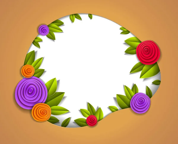 Flowers and leaves beautiful background or frame with blank copy — Stock Vector