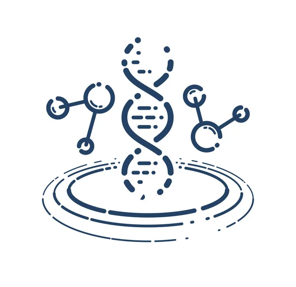 Vektor untai DNA Ikon linear sederhana, biologi sains dan biotec - Stok Vektor