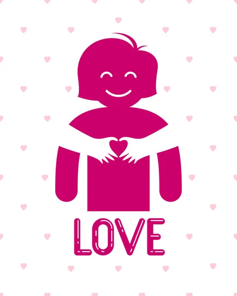 Love arms hugging lover shows heart shape gesture hands, lover w — Stock Vector