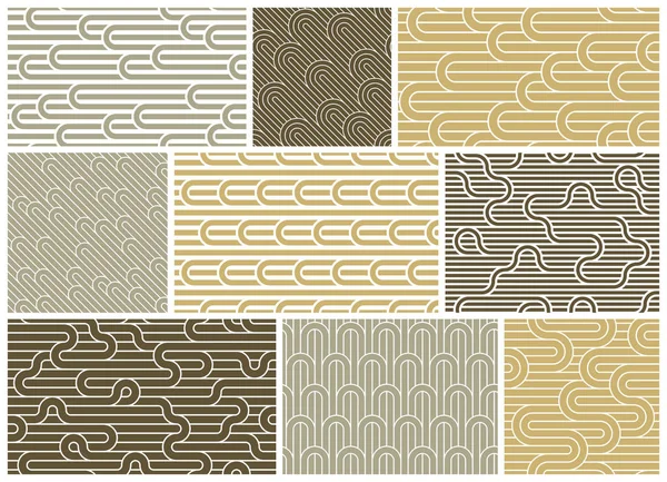 Seamless lines patterns set, stripy geometric vector abstract ba — Stock Vector