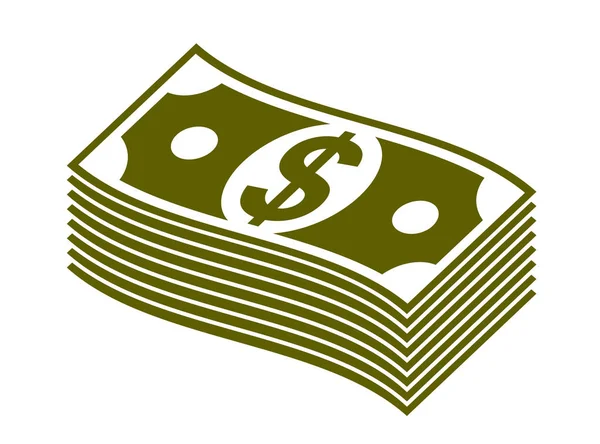 Dinero en efectivo dólar billete pila vector ilustración simplista — Vector de stock
