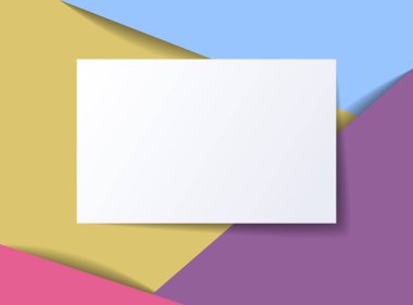 Metin tasarım şablonu, el ilanı, poster, kart, pankart, reklam düzeni, ılımlı renkler ve geometrik şekiller için kopya alanı olan çerçeve modern biçim kağıdı 3d illüstrasyonunu kes.