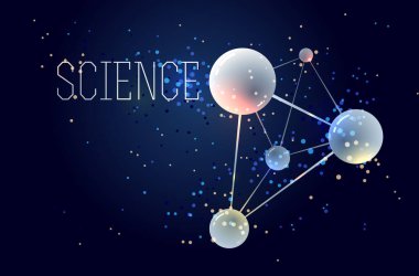 Moleküller vektör soyut arkaplan, 3 boyutlu bilim kimyası ve fizik tema tasarım elementi, atomlar ve parçacıklar mikro nano bilimsel gösterim.