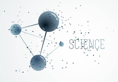 Vektör molekülleri bilimsel kimya ve fizik temalı vektör soyut arkaplan, mikro ve nano bilim ve teknoloji teması, atomlar ve mikroskobik parçacıklar.
