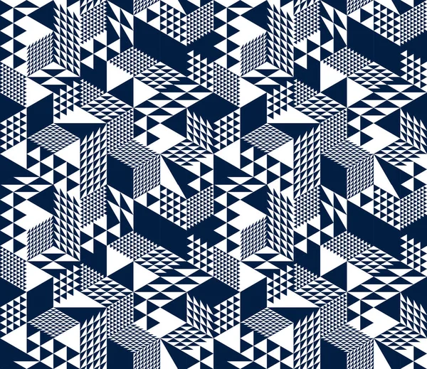 Кубики Безшовний Візерунок Векторний Фон Ромби Трикутники Розмірні Блоки Архітектура — стоковий вектор