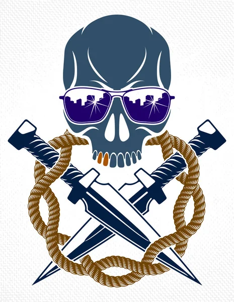 Revolution Und Aufstand Böses Emblem Oder Logo Mit Aggressivem Totenkopf — Stockvektor