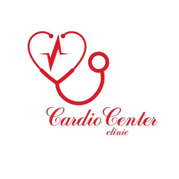 Cardio Vector Logo Astratto Realizzato Con Forma Cuore Rosso Grafico — Vettoriale Stock