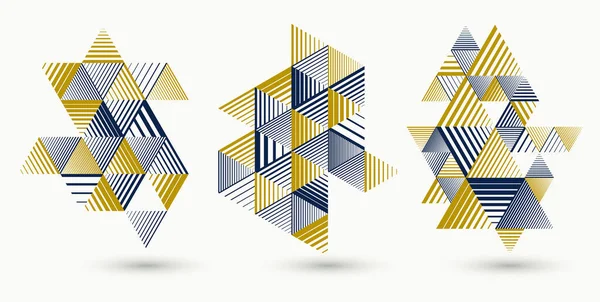 Fondos Poligonales Abstractos Con Triángulos Rayados Conjuntos Diseños Vectoriales Cubos — Vector de stock