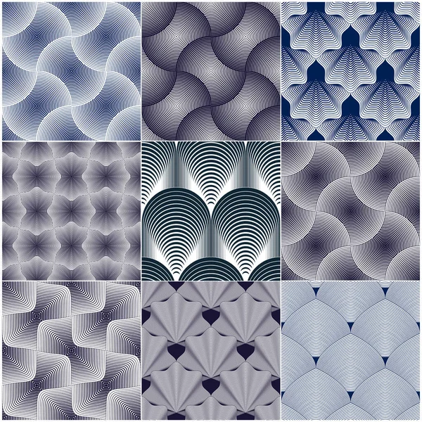 Conjunto Padrões Geométricos Sem Costura Coleção Fundos Azulejos Abstratos Vetor — Vetor de Stock