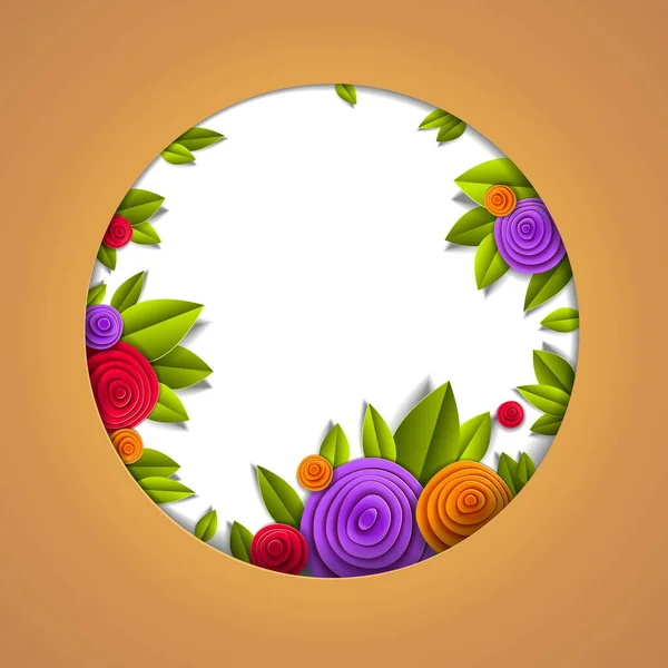 Blumen Und Blätter Schöner Hintergrund Oder Rahmen Mit Leerem Kopierraum — Stockvektor