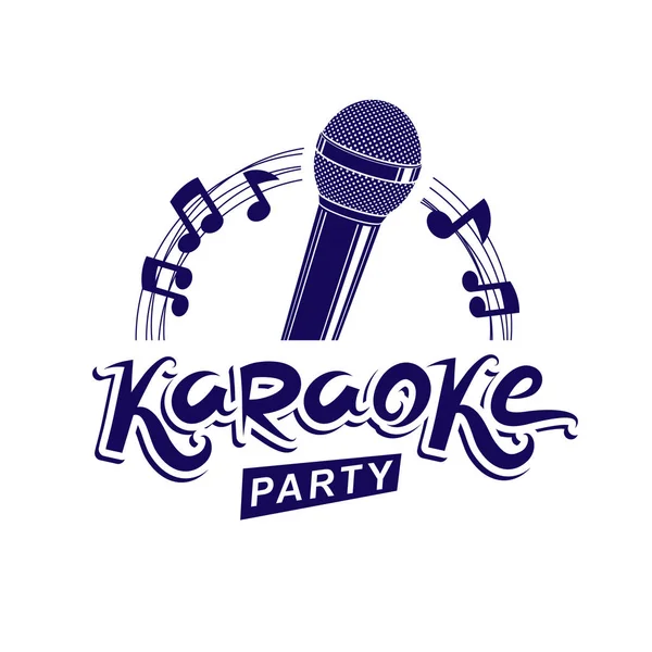Cartel Invitación Fiesta Karaoke Folleto Publicitario Concierto Vector Música Vivo — Vector de stock