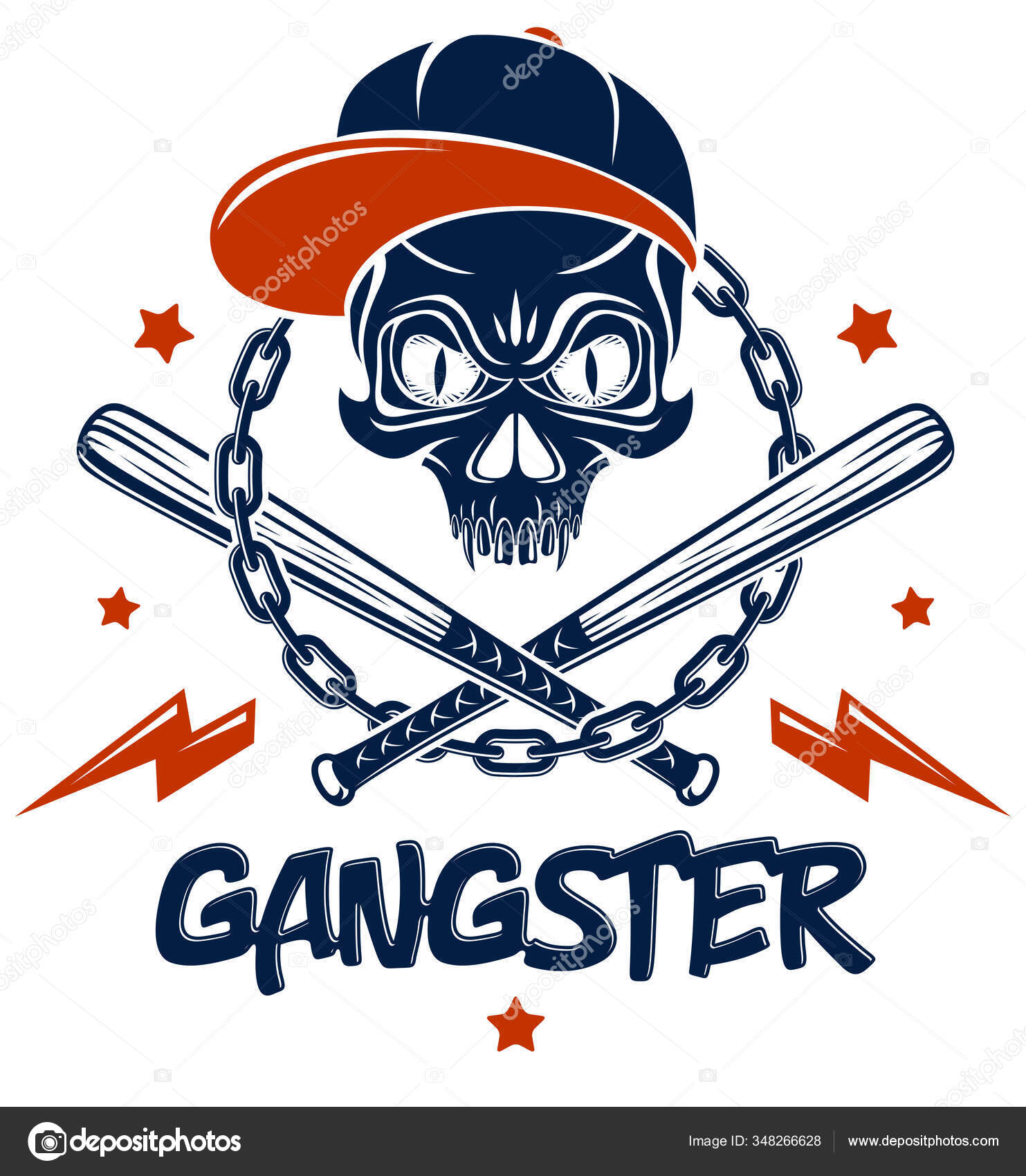 Criminal Tattoo Gang Emblem Logo Aggressive Skull Baseball Bats Other Vector Image By C Ostapius Vector Stock