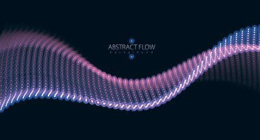 Parçacık dalgası. Bulanık ışıklar vektör soyut arkaplan. Güzel dalga şekilli parlayan noktalar dizisi.