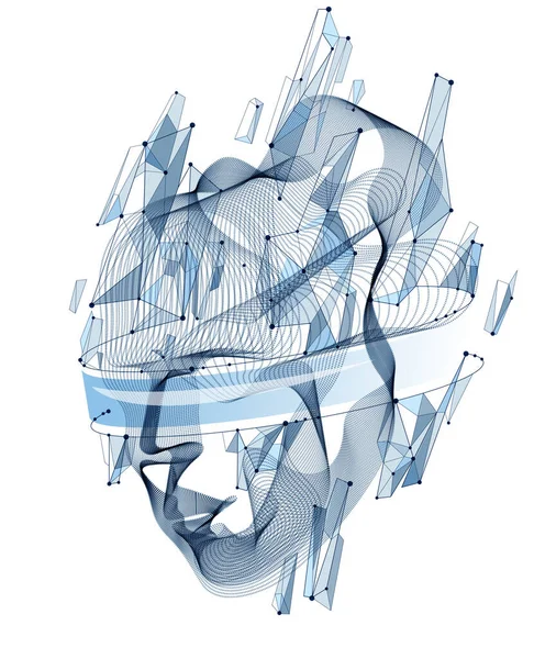 Spirit Digital Elektronisk Tid Artificiell Intelligens Vektor Illustration Människans Huvud — Stock vektor