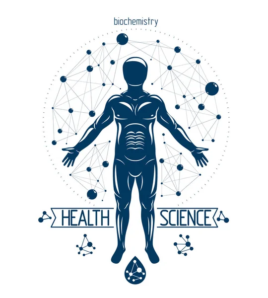 Athletische Vektor Illustration Aus Futuristischen Molekularen Verbindungen Der Mensch Als — Stockvektor