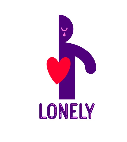 Half Man Icon Heart Lonely Missing His Mate Lover Girlfriend — Stockový vektor